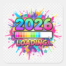 Adesivo Quadrado 2026 Loading... Progress Bar Sticker