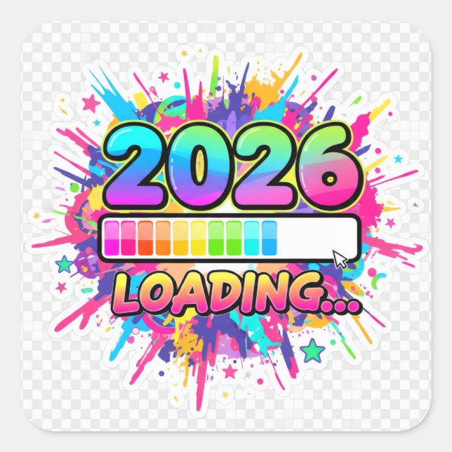 Adesivo Quadrado 2026 Loading... Progress Bar Sticker (Frente)