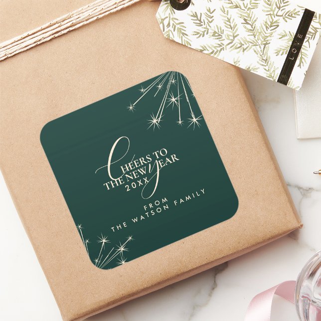 Adesivo Quadrado 2026 New Year Classy Modern Typography Green (Criador carregado)