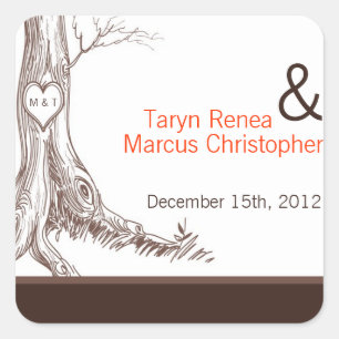 Adesivo Quadrado 20 Carvings Autum da inicial da árvore da queda