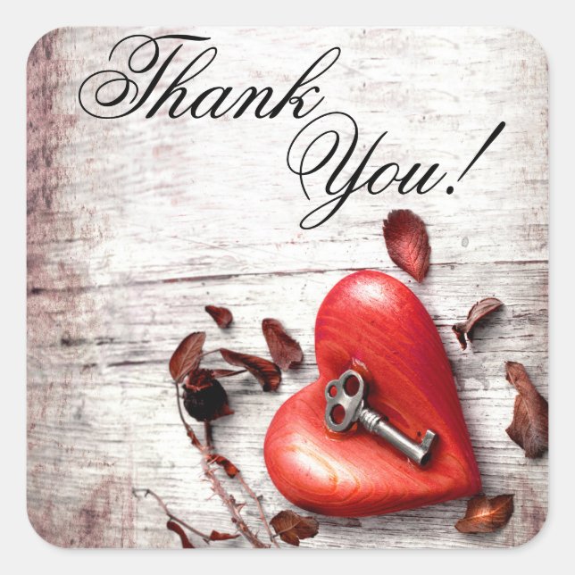 Adesivo Quadrado 20 Obrigado A Vestir A Chave Da Madeira Do País Ao (Frente)