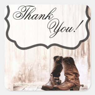 Adesivo Quadrado 20 Obrigado Stickers Boots Country Rustic Western