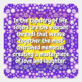 Adesivo Quadrado (20 pcs) Cota Irmã (Presente Irmã) Floral