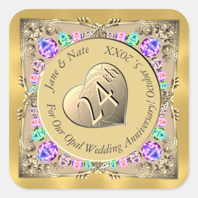 Adesivo Quadrado 24.ª Vinheta de Aniversário Opal (Frente)