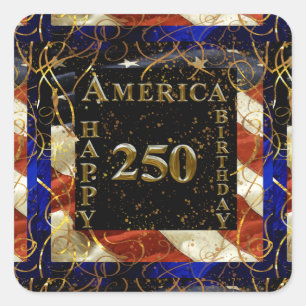 Adesivo Quadrado 250º Feliz Aniversário América!