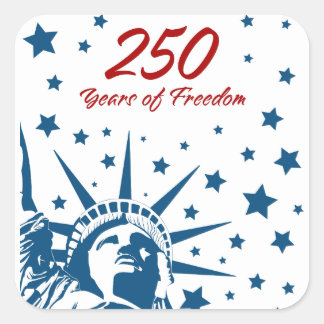 Adesivo Quadrado 250 Years of Freedom Happy Birthday USA Patriotic 