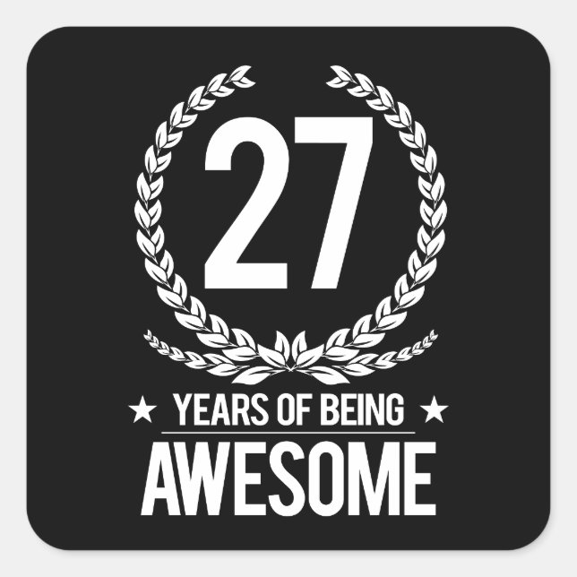 Adesivo Quadrado 27º Aniversário (27 Anos De Esforço) (Frente)