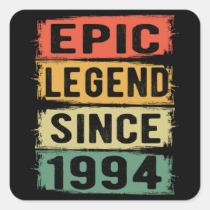 Adesivo Quadrado 27 Anos De Idade Dia 1994 Legenda Epic 27. º Anive