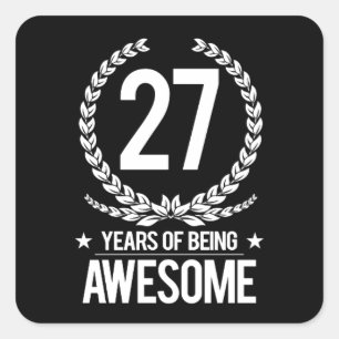 Adesivo Quadrado 27o Aniversário (27 anos de ser impressionantes)