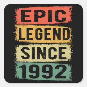Adesivo Quadrado 29 Anos De Idade Dia 1992 Legenda Epic 29. º Aniv
