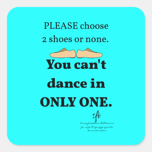 Adesivo Quadrado 2 Calçados ou nenhum ciano (Frente)