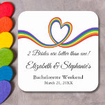 Adesivo Quadrado 2 Noivas São Melhores Que Uma Bachelorette Lésbica<br><div class="desc">Torne sua festa de solteira ou fim de semana especial com nossos adesivos Lésbicas do Rainbow Heart! Projetados para adicionar um toque de orgulho e positividade à sua celebração, eles apresentam um gráfico cardíaco LGBTQ vibrante, perfeito para celebrar amor e amizade. Personalize com ambos os nomes e detalhes das noivas...</div>
