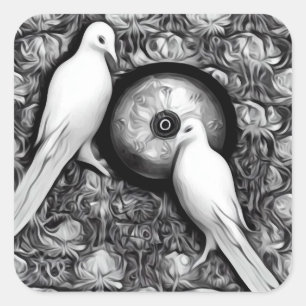 Adesivo Quadrado 2 Pombas