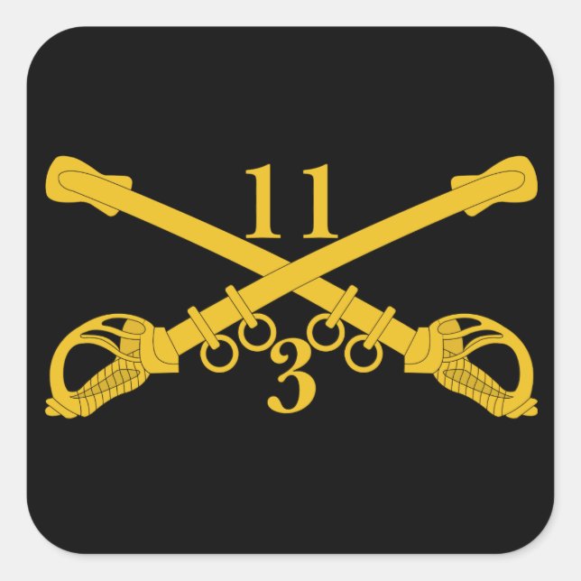 Adesivo Quadrado 3º Regimento de Cavalaria 11 de Tropa (Frente)