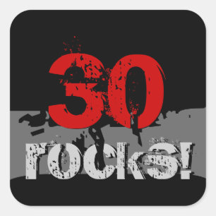Adesivo Quadrado 30 aniversário - 30 rochas! Grunge vermelho e