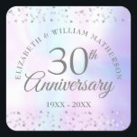 Adesivo Quadrado 30 Corações de Aniversário Confetti Pearl<br><div class="desc">Projetado para coordenar com a nossa coleção de Corações do 30. Com delicados corações confetti. Personalize com suas informações especiais de 30 anos de aniversário de pérolas em tipografia quística em fundo pérola. Projetado por Thisnotme©</div>