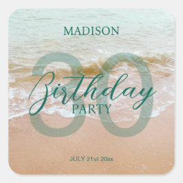 Adesivo Quadrado 30th Birthday Beach Party