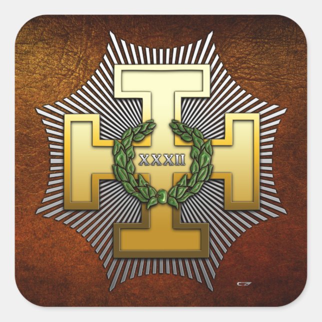 Adesivo Quadrado 32.o grau: mestre do segredo real (Frente)