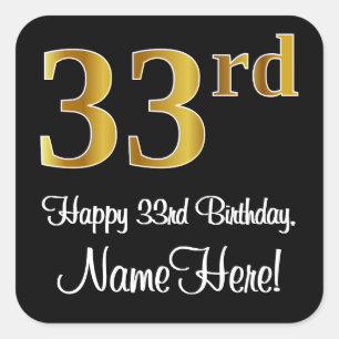 Adesivo Quadrado 33º aniversário - Olhar Dourado elegante e luxuo