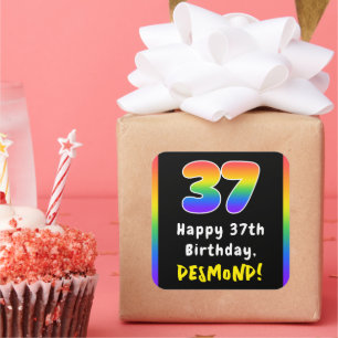Adesivo Quadrado 37.º aniversário: Rainbow Spectrum # 37, Nome Pers