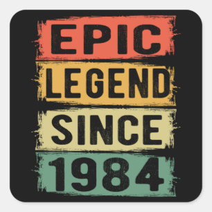 Adesivo Quadrado 37 Anos De Idade Dia 1984 Legenda Epic 37º Aniver