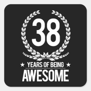 Adesivo Quadrado 38th Aniversário (38 anos de ser impressionantes)