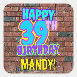 Adesivo Quadrado 39º aniversário - Grafite urbano inspirado, dive