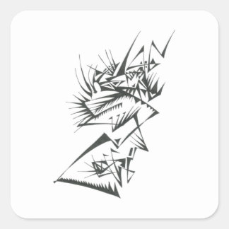 Adesivo Quadrado 39 Arte de Tatuagem Tribal Abstrato Preto Branco