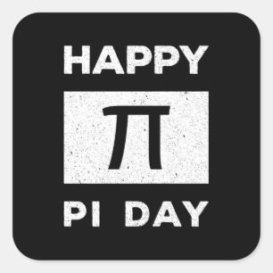 Adesivo Quadrado 3.14 Dia do Pi Feliz Vintage Distressed