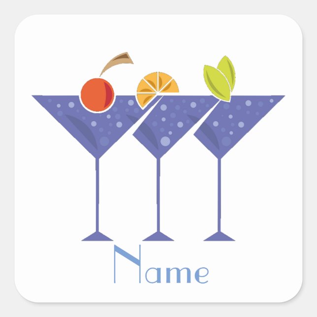 Adesivo Quadrado 3 Cocktails Martini Thunder_Cove (Frente)
