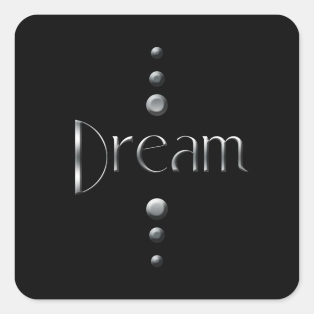 Adesivo Quadrado 3 Dot Silver Block Dream & Black Background (Frente)