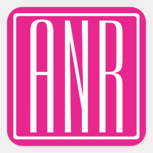 Adesivo Quadrado 3 Iniciais Monograma   Branco A Quente