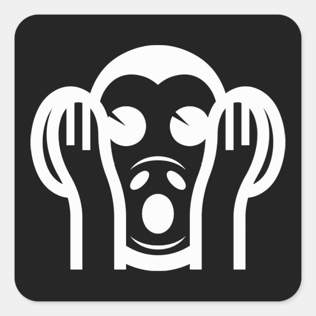 Adesivo Quadrado 3 Macacos Sábios Kikazaru 聞 か ざ る Ouvem NO Mau Emo (Frente)