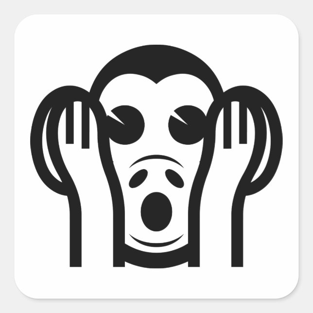 Adesivo Quadrado 3 Macacos Sábios Kikazaru 聞 か ざ る Ouvem NO Mau Emo (Frente)