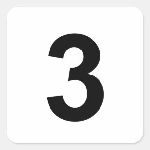 Adesivo Quadrado 3 - número três