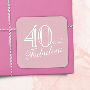 Adesivo Quadrado 40 e Fabuloso aniversário de 40 anos de Script El