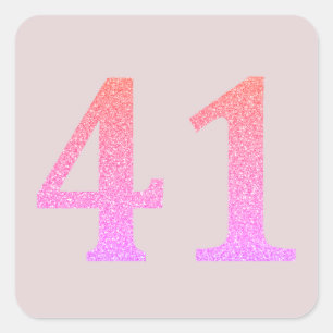 Adesivo Quadrado 41 ruas Aniversário Quarenta e um Brilhante Púrpur