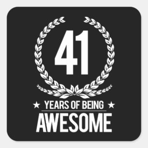 Adesivo Quadrado 41st Aniversário (41 anos de ser impressionantes)