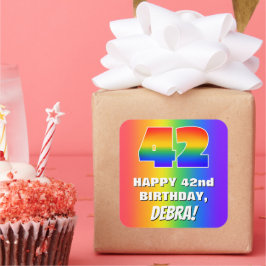 Adesivo Quadrado 42º aniversário: Padrão Divertido e Colorido do Ar
