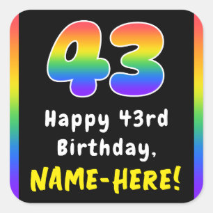 Adesivo Quadrado 43º aniversário: Rainbow Spectrum # 43, Nome Perso