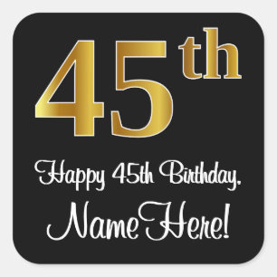 Adesivo Quadrado 45º aniversário - Olhar Dourado elegante e luxuo