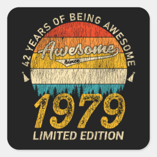 Adesivo Quadrado 46 anos 1979 Retro Incrível 46º presente de aniver