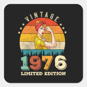 Adesivo Quadrado 49 anos de idade no domingo de 1976 Vintage 49º an
