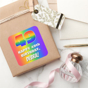 Adesivo Quadrado 49.o Aniversário: Padrão Divertido e colorido do