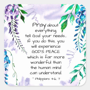 Adesivo Quadrado 4:6 dos Philippians - 7 Pray sobre tudo