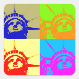 Adesivo Quadrado 4 Color Pop Art Lady Liberty