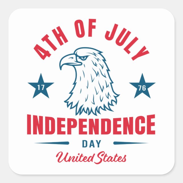 Adesivo Quadrado 4 de julho (Frente)