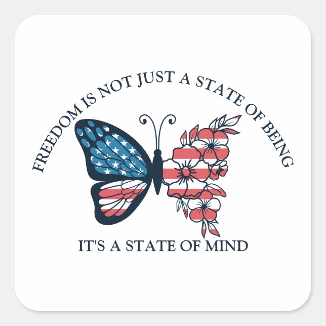 Adesivo Quadrado 4 de julho Borboleta (Frente)