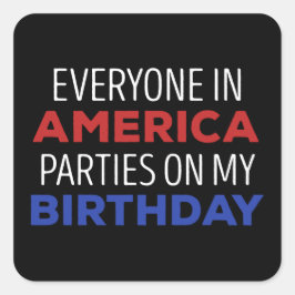 Adesivo Quadrado 4 de julho Celebração de aniversário EUA Engraçado