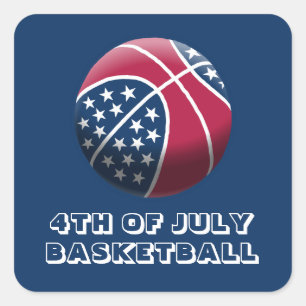 Adesivo Quadrado 4 de julho de basquetebol